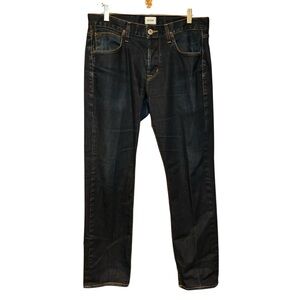 Hudson Byron‎ Five Pocket Straight Leg Jeans Men’s 34 Dark Wash Button Fly